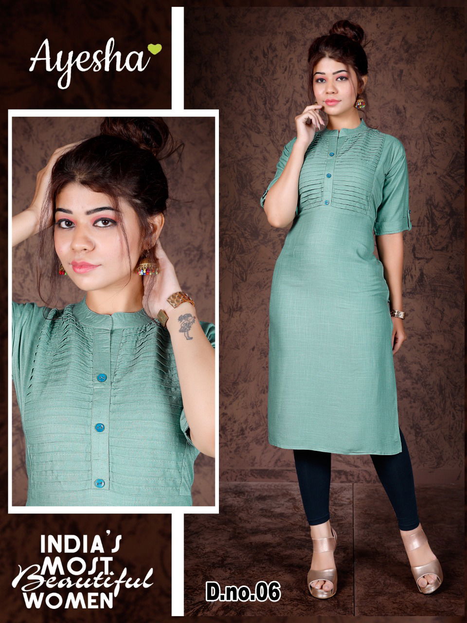 Ayesha Preet  Latest Fancy Designer Heavy Rayon Slub Plain Kurti Collection